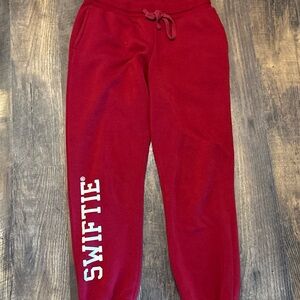 Taylor Swift Red Joggers with White Print